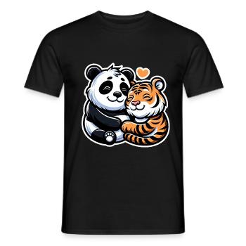 Cuddling Panda And Tiger In Love - Männer T-Shirt - Schwarz - Vorne - AI Model Male 178 light (178cm)