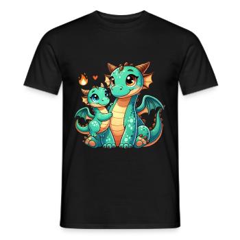 Parent dragon aimant avec enfant - T-shirt homme - noir - Devant - AI Model Male 178 light (178cm)