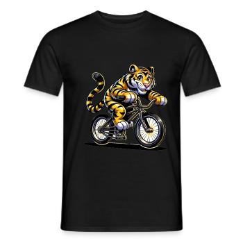 Tigre cycliste mignon - T-shirt homme - noir - Devant - AI Model Male 178 light (178cm)