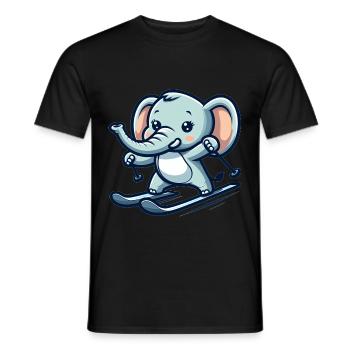 Cute Skier Elephant - Männer T-Shirt - Schwarz - Vorne - AI Model Male 178 light (178cm)