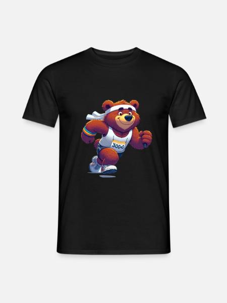 Cute Marathon Runner Bear - Men's T-Shirt - black