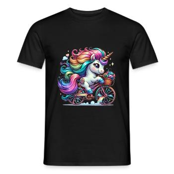 Cute Cyclist Unicorn - Männer T-Shirt - Schwarz - Vorne - AI Model Male 178 light (178cm)