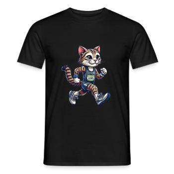 Cute Marathon Runner Cat - Männer T-Shirt - Schwarz - Vorne - AI Model Male 178 light (178cm)