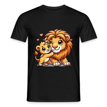 Loving Lion Parent with Child - Men's T-Shirt - black - Front - AI Model Male 178 light (178cm)