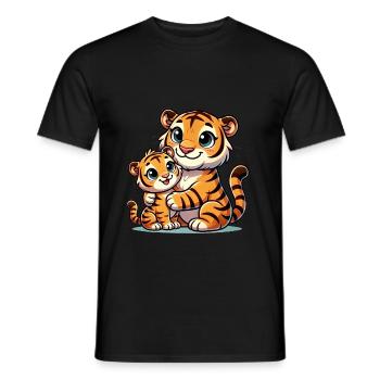 Parent tigre aimant avec enfant - T-shirt homme - noir - Devant - AI Model Male 178 light (178cm)