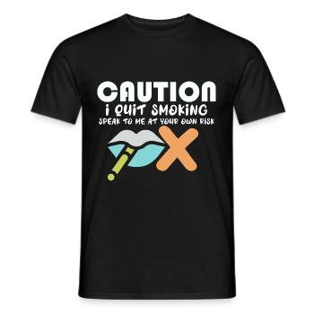 Attention J’ai arrêté de fumer Parlez - T-shirt homme - noir - Devant - AI Model Male 178 light (178cm)