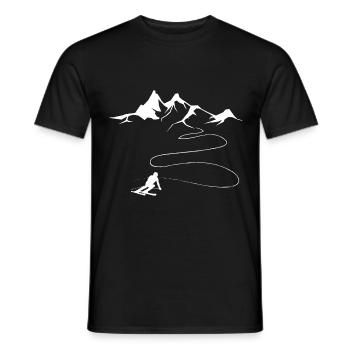 Montagne - Ligne sinueuse - Ski - (6) - T-shirt homme - noir - Devant - AI Model Male 178 light (178cm)