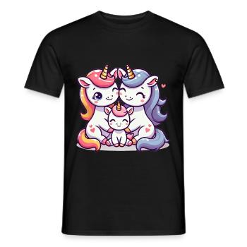 Licorne Famille Mère Et Père Avec Un Enfant - T-shirt homme - noir - Devant - AI Model Male 178 light (178cm)