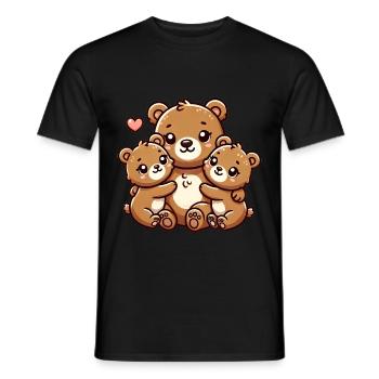 Bear Parent With Two Cute Kids - Männer T-Shirt - Schwarz - Vorne - AI Model Male 178 light (178cm)