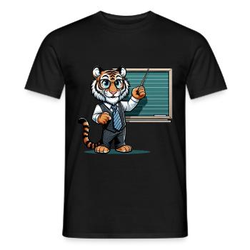 Cute Tiger Teacher - Men's T-Shirt - black - Front - AI Model Male 178 light (178cm)