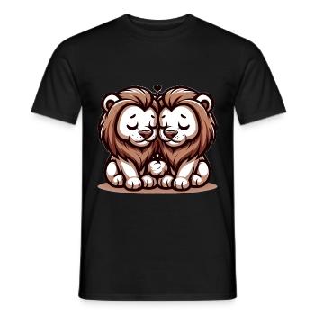 Two Lions In Love - Men's T-Shirt - black - Front - AI Model Male 178 light (178cm)