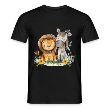 Cute Lion And Horse Friends - Männer T-Shirt - Schwarz - Vorne - AI Model Male 178 light (178cm)