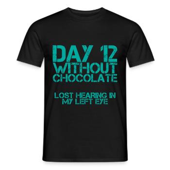 Jour 12 Sans chocolat, perte de l’audition dans mon œil - T-shirt homme - noir - Devant - AI Model Male 178 light (178cm)