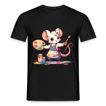 Cute Mouse Artist - Men's T-Shirt - black - Front - AI Model Male 178 light (178cm)