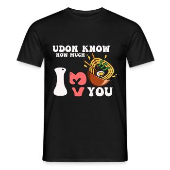 Udon sait combien je t’aime Noodles Pun Japon - T-shirt homme - noir - Devant - AI Model Male 178 light (178cm)