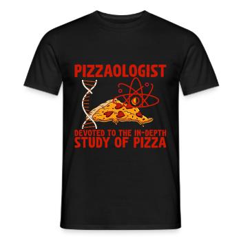 Pizzaologist, To The In-Depth Study Of Pizza 2 - Men's T-Shirt - black - Front - AI Model Male 178 light (178cm)