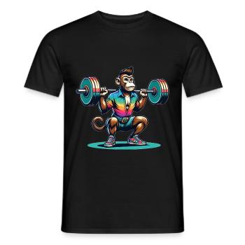 Cool Monkey Squatting In The Gym - Männer T-Shirt - Schwarz - Vorne - AI Model Male 178 light (178cm)
