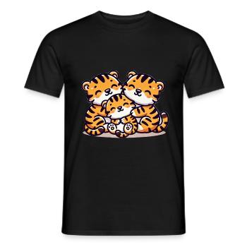 Famille Tigre Mère Et Père Avec Un Enfant 2 - T-shirt homme - noir - Devant - AI Model Male 178 light (178cm)
