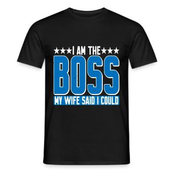 Je suis le patron - Ma femme a dit que je pourrais avoir 6 ans - T-shirt homme - noir - Devant - AI Model Male 178 light (178cm)