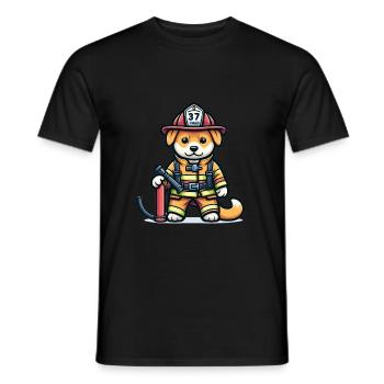 Chien mignon pompier - T-shirt homme - noir - Devant - AI Model Male 178 light (178cm)