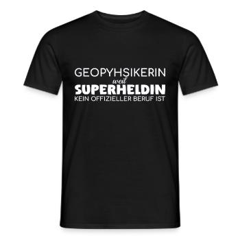 Geophysicist Superheroine Geophysics - Men's T-Shirt - black - Front - AI Model Male 178 light (178cm)