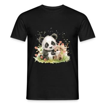Cute Panda And Dog Friends - Männer T-Shirt - Schwarz - Vorne - AI Model Male 178 light (178cm)