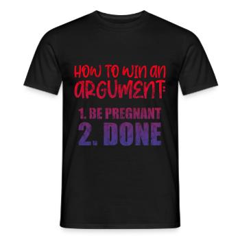 Comment gagner une dispute, être enceinte, fait 3 - T-shirt homme - noir - Devant - AI Model Male 178 light (178cm)