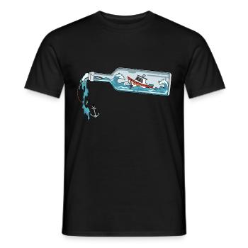 Flaschenpost Boot Anker Meer Nachricht für eine - Männer T-Shirt - Schwarz - Vorne - AI Model Male 178 light (178cm)
