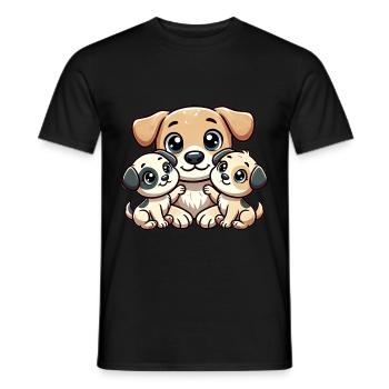 Parent chien aimant avec deux enfants mignons - T-shirt homme - noir - Devant - AI Model Male 178 light (178cm)