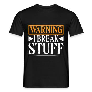 Warning I Break Stuff 15 - Männer T-Shirt - Schwarz - Vorne - AI Model Male 178 light (178cm)