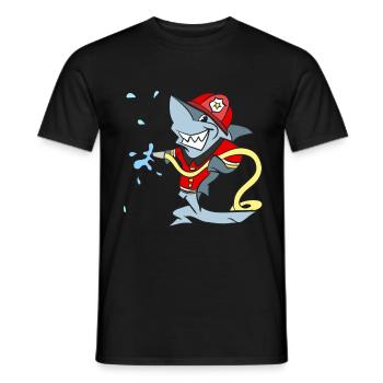 Fire brigade Hai in action against the fire - Men's T-Shirt - black - Front - AI Model Male 178 light (178cm)
