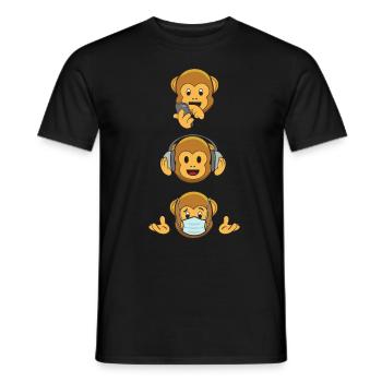 Trois singes sages en 2020 - T-shirt homme - noir - Devant - AI Model Male 178 light (178cm)