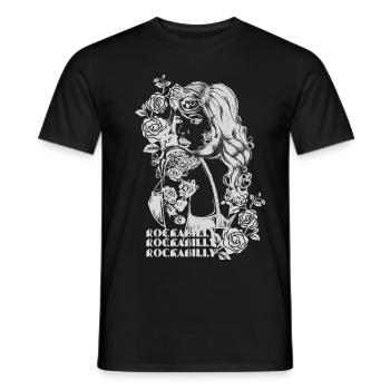 Rose Rockabilly Girl (1) - T-shirt homme - noir - Devant - AI Model Male 178 light (178cm)