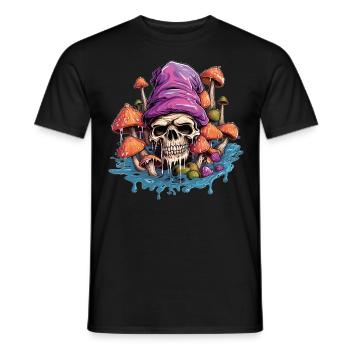 Pilze, Totenkopf, Halloween - Männer T-Shirt - Schwarz - Vorne - AI Model Male 178 light (178cm)