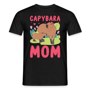 Capybara Mom Capy - Men's T-Shirt - black - Front - AI Model Male 178 light (178cm)