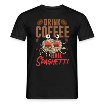 Flying Spaghetti Monster FSM Pastafari Kaffee Ave - Männer T-Shirt - Schwarz - Vorne - AI Model Male 178 light (178cm)