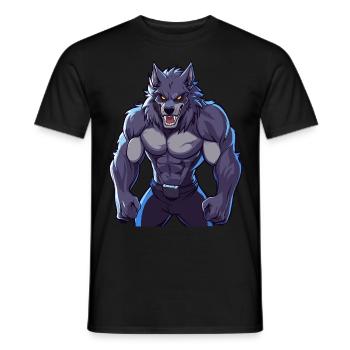 féroce musclé loup-garou illustration art - T-shirt homme - noir - Devant - AI Model Male 178 light (178cm)