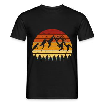Mountains Vintage - (b) - Men's T-Shirt - black - Front - AI Model Male 178 light (178cm)