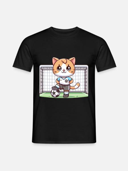 Cute Soccer Player Cat - Men's T-Shirt - black