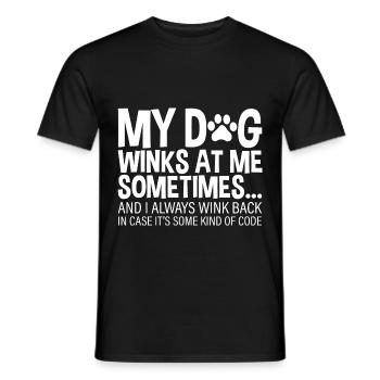 Mon chien me fait parfois un clin d’œil 2 - T-shirt homme - noir - Devant - AI Model Male 178 light (178cm)