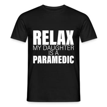 Détendez-vous ma fille est ambulancière - T-shirt homme - noir - Devant - AI Model Male 178 light (178cm)