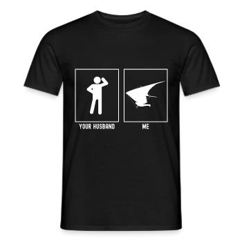 Ton mari - Moi - Ciel glissant vers la gauche - T-shirt homme - noir - Devant - AI Model Male 178 light (178cm)