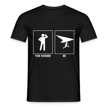 Her husband - Me - gliding hanging - Men's T-Shirt - black - Front - AI Model Male 178 light (178cm)