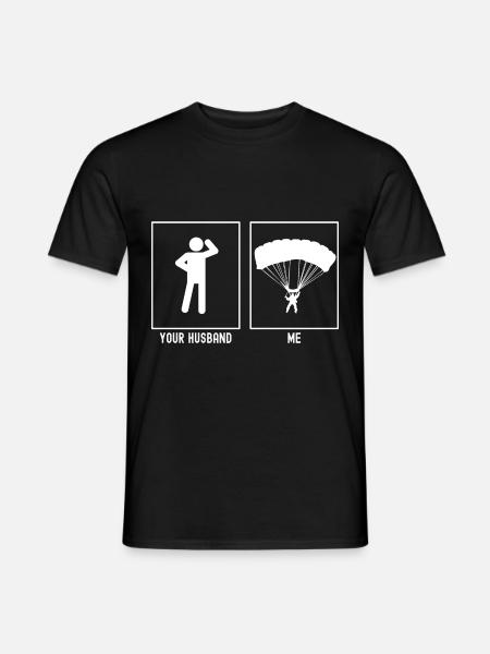Her husband - Me - Paragliding Descent - Men's T-Shirt - black