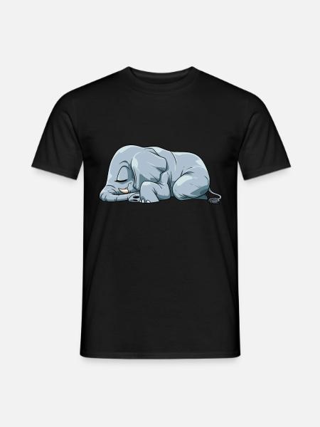 Niedlicher Schlafender Elefant - Männer T-Shirt - Schwarz