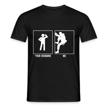 Votre mari - moi - escalade Proche Gauche - T-shirt homme - noir - Devant - AI Model Male 178 light (178cm)
