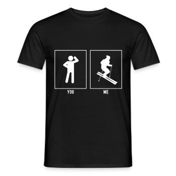 You - Me - Skiing Downhill Illustration - Men's T-Shirt - black - Front - AI Model Male 178 light (178cm)