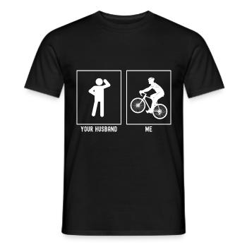 Your husband - me - cycling uphill - Men's T-Shirt - black - Front - AI Model Male 178 light (178cm)
