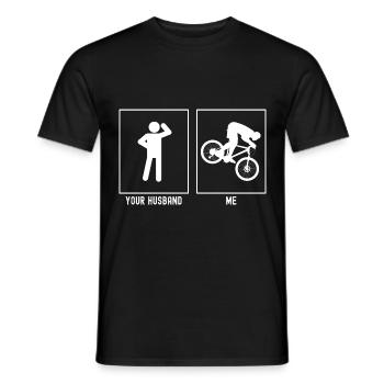 Votre mari - moi - descente à vélo - T-shirt homme - noir - Devant - AI Model Male 178 light (178cm)