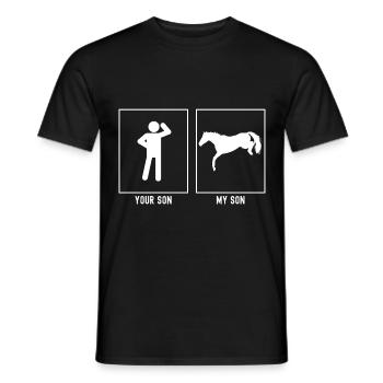 Your son - My son - Horse in dive flight - Men's T-Shirt - black - Front - AI Model Male 178 light (178cm)